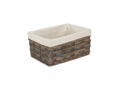 Basket, LARGE GREY SCANDI STORAGE BASKET with WHITE LINING