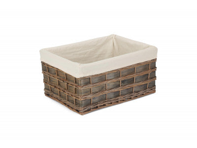 Basket, EXTRA LARGE GREY SCANDI STORAGE BASKET with WHITE LINING