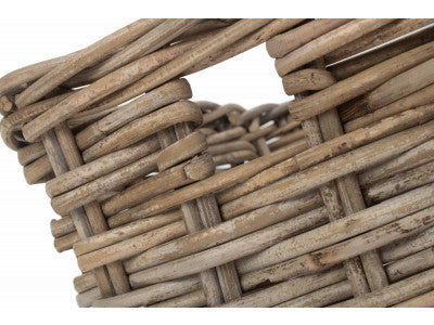 Basket, SMALL RECTANGULAR GREY RATTAN STORAGE BASKET