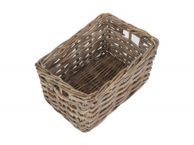Basket, MEDIUM RECTANGULAR GREY RATTAN STORAGE BASKET