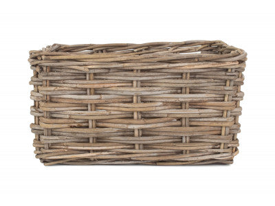Basket, MEDIUM RECTANGULAR GREY RATTAN STORAGE BASKET