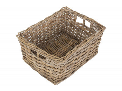 Basket, LARGE RECTANGULAR GREY RATTAN STORAGE BASKET