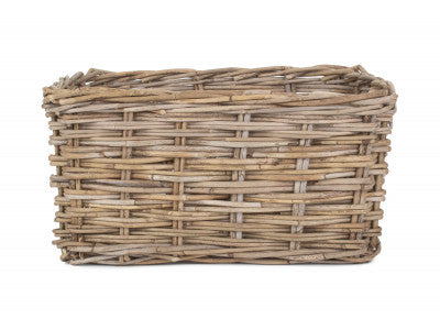 Basket, LARGE RECTANGULAR GREY RATTAN STORAGE BASKET