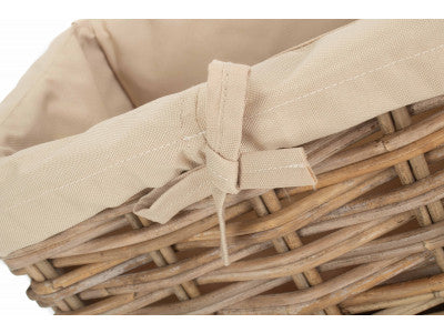 Basket, SMALL RECTANGULAR CORDURA LINED GREY RATTAN STORAGE BASKET