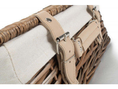 "Basket, 14" ANTIQUE WASH SPLIT WILLOW HAMPER with WHITE LINING"