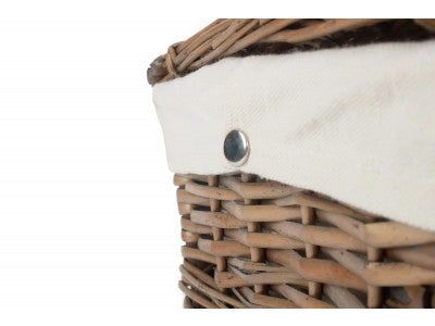 "Basket, 14" ANTIQUE WASH SPLIT WILLOW HAMPER with WHITE LINING"