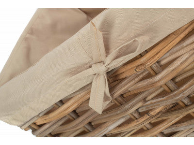 Basket, LARGE RECTANGULAR CORDURA LINED GREY RATTAN STORAGE BASKET