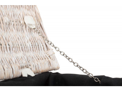 "Basket, 14" WHITE HAMPER with BLACK LINING"