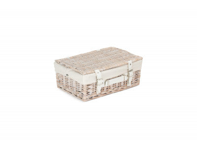 "Basket, 14" WHITE HAMPER with WHITE LINING"