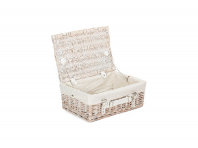 "Basket, 14" WHITE HAMPER with WHITE LINING"