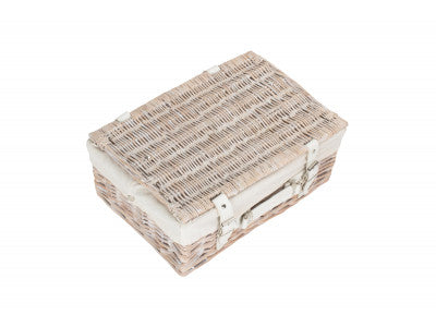 "Basket, 14" WHITE HAMPER with WHITE LINING"