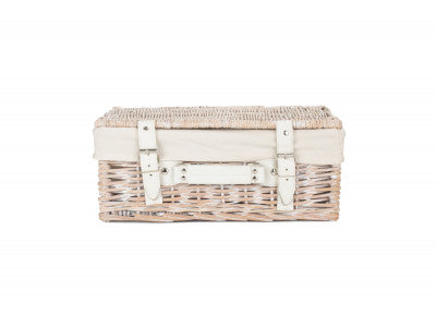 "Basket, 14" WHITE HAMPER with WHITE LINING"