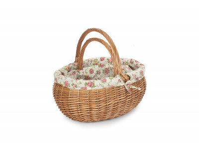 Basket, Set of 2 DELUXE SHOPPER with GARDEN ROSE LINING 