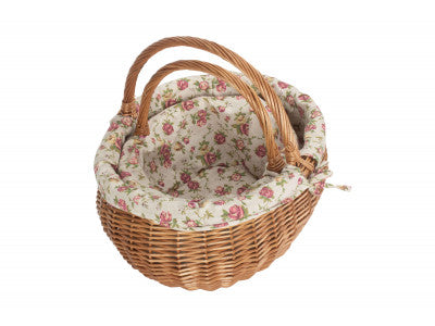 Basket, Set of 2 DELUXE SHOPPER with GARDEN ROSE LINING 