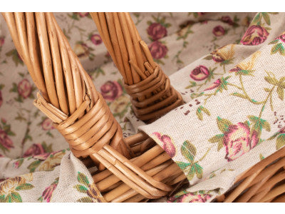 Basket, Set of 2 DELUXE SHOPPER with GARDEN ROSE LINING 