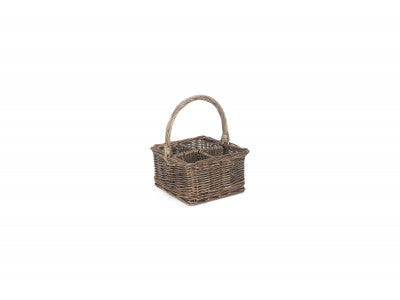 Basket, ANTIQUE WASH SQUARE 4 SECTION CUTLERY BASKET