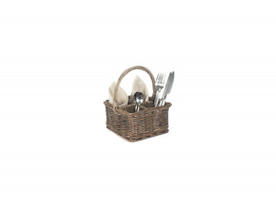 Basket, ANTIQUE WASH SQUARE 4 SECTION CUTLERY BASKET