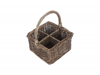 Basket, ANTIQUE WASH SQUARE 4 SECTION CUTLERY BASKET