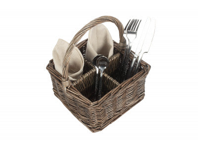 Basket, ANTIQUE WASH SQUARE 4 SECTION CUTLERY BASKET