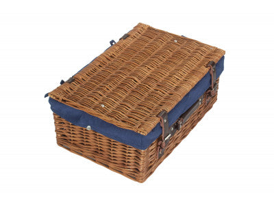 "Basket, 18" DOUBLE STEAMED HAMPER with NAVY BLUE LINING"