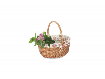 Basket, DOUBLE STEAMED OVAL SHOPPER with GARDEN ROSE LINING