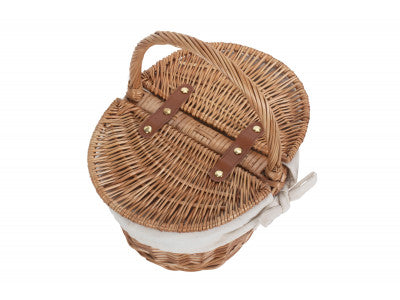 Basket, CHILDS LIGHT STEAMED FINISH OVAL PICNIC BASKET with WHITE LINING