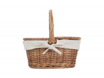 Basket, CHILDS LIGHT STEAMED FINISH OVAL PICNIC BASKET with WHITE LINING