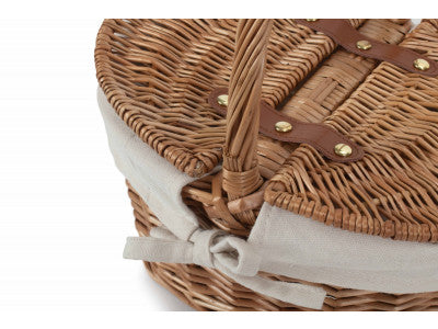 Basket, CHILDS LIGHT STEAMED FINISH OVAL PICNIC BASKET with WHITE LINING