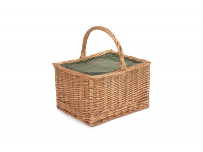 Basket, DELUXE BUTCHER'S BASKET with GREEN TWEED COOLER BAG  