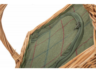 Basket, DELUXE BUTCHER'S BASKET with GREEN TWEED COOLER BAG  