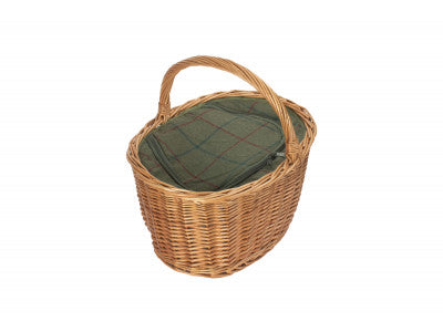Basket, OVAL SHOPPING BASKET with GREEN TWEED COOLER BAG  