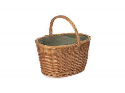 Basket, OVAL SHOPPING BASKET with GREEN TWEED COOLER BAG  