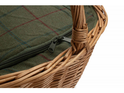 Basket, OVAL SHOPPING BASKET with GREEN TWEED COOLER BAG  