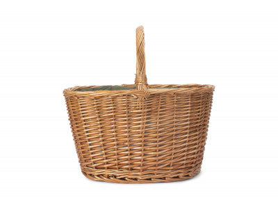 Basket, OVAL SHOPPING BASKET with GREEN TWEED COOLER BAG  