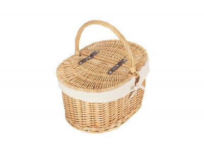 Basket, BUFF OVAL PICNIC BASKET with WHITE LINING