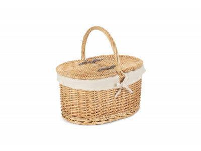 Basket, BUFF OVAL PICNIC BASKET with WHITE LINING