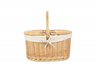 Basket, BUFF OVAL PICNIC BASKET with WHITE LINING