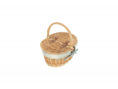 Basket, CHILD'S OVAL LIDDED HAMPER with CREAM TARTAN LINING