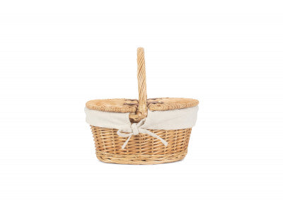 Basket, CHILD'S OVAL LIDDED HAMPER with WHITE LINING