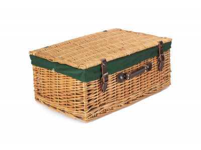"Basket, 22" BUFF HAMPER with GREEN LINING"