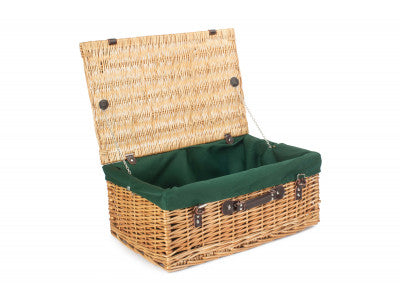 "Basket, 22" BUFF HAMPER with GREEN LINING"