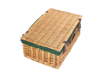 "Basket, 22" BUFF HAMPER with GREEN LINING"