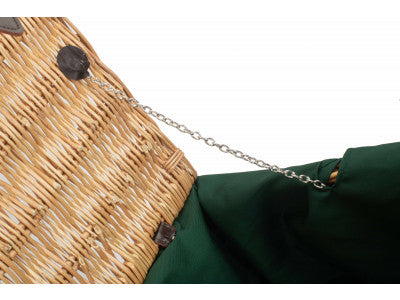 "Basket, 22" BUFF HAMPER with GREEN LINING"