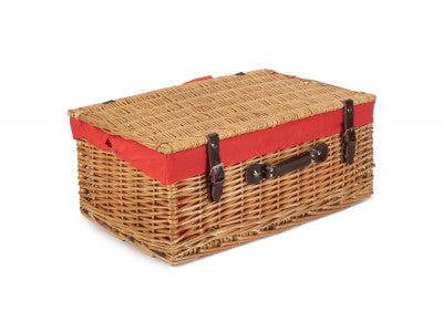 "Basket, 22" BUFF HAMPER with RED LINING"