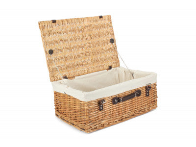 "Basket, 22" BUFF HAMPER with WHITE LINING"