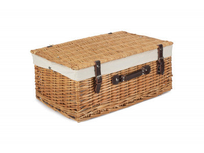 "Basket, 22" BUFF HAMPER with WHITE LINING"