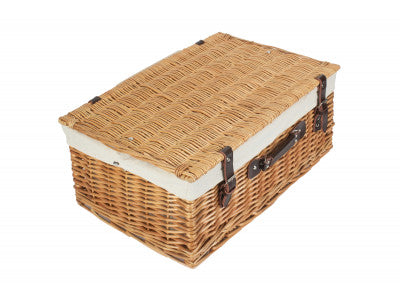 "Basket, 22" BUFF HAMPER with WHITE LINING"