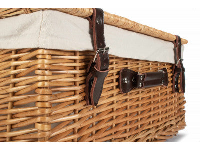 "Basket, 22" BUFF HAMPER with WHITE LINING"