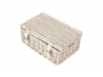 Basket, 14 inch EMPTY WICKER HAMPER BASKET - WHITE WASH - UNLINED