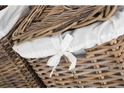 Basket, Set of 2 SQUARE RATTAN LAUNDRY HAMPER BASKET 